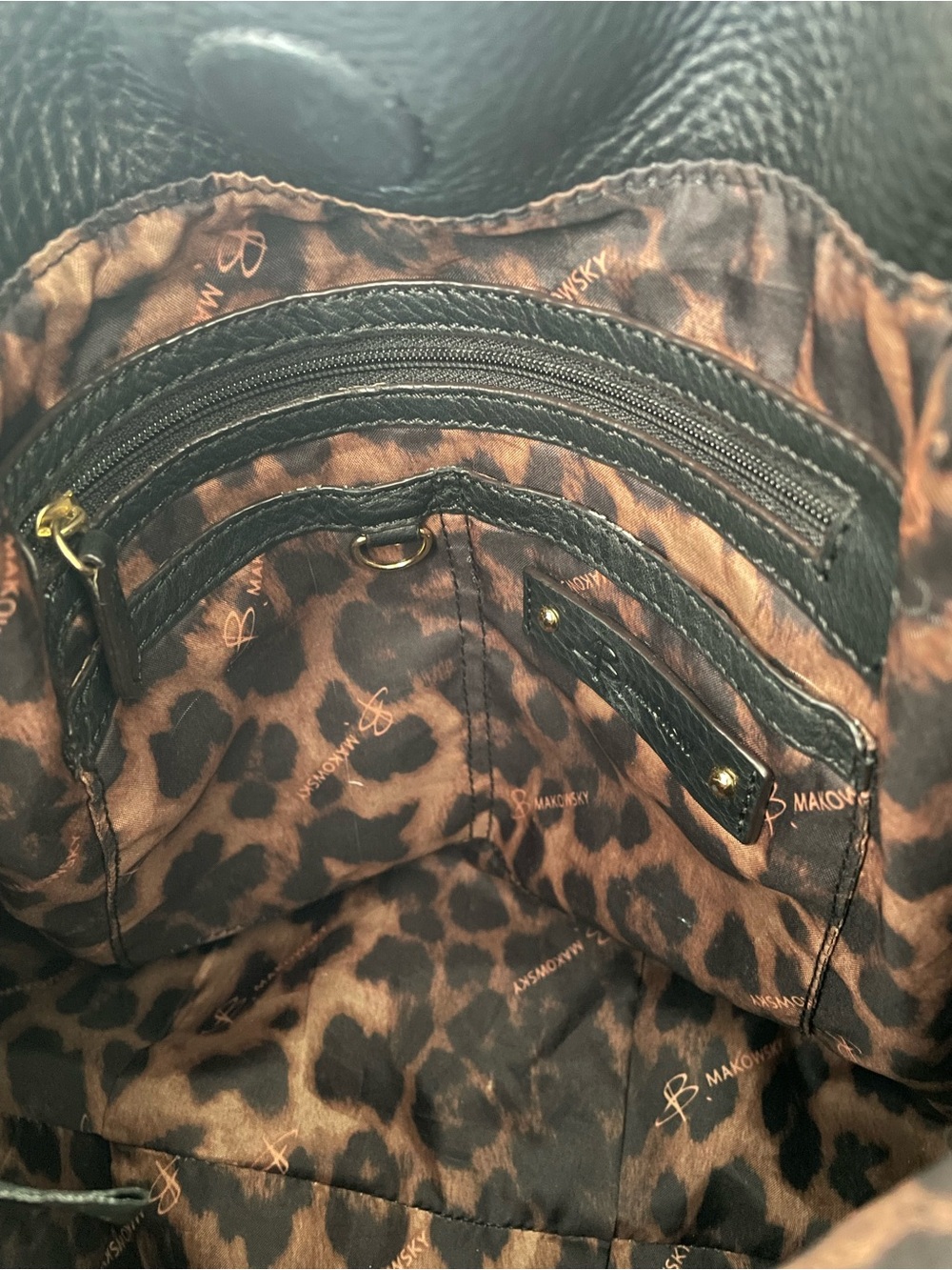 B. Makowsky Black Glove Leather Slouchy Hobo Shoulder Bag Gold Y2K Vintage - Picture 13 of 16